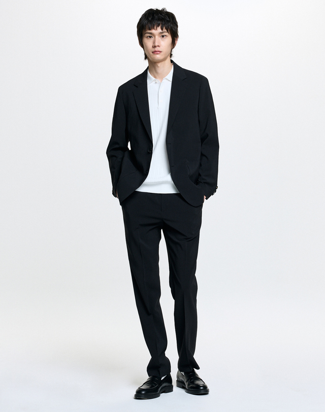 헤지스 남성 블랙 폴리 셋업 자켓 상세