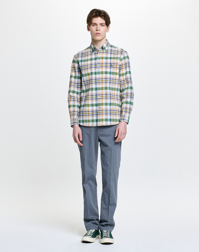헤지스 남성 그린 마드라스 체크 셔츠 밝은 초록 상세