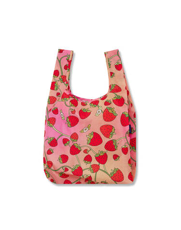 [바쿠백] 휴대용 장바구니 접이식 시장가방 Strawberry Blossom