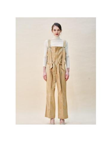 Leatherette Suede Ovrall Jumpsuit