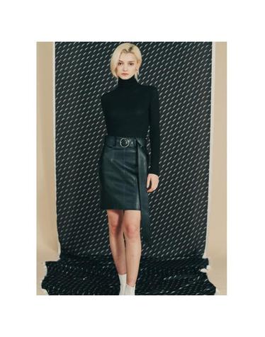 블랙 가죽 미니 스커트_BLACK LEATHERETTE MINI SKIRT