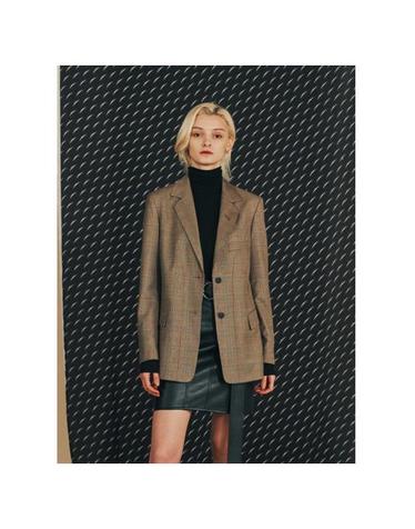소모 베이지 글렌체크 루즈핏 싱글 자켓_WORSTED BEIGE GLEN-CHECK LOOSE-FIT SINGLE JACKET