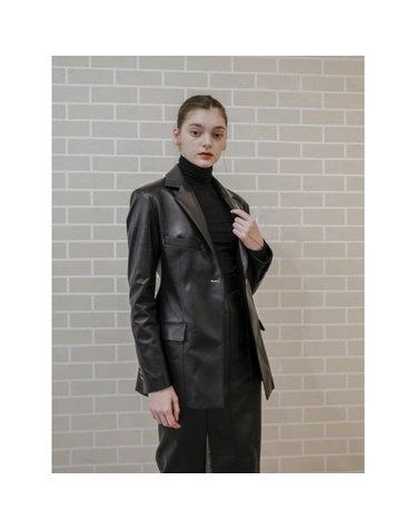 SLIM WAIST LAMB SKIN LOOSE-FIT SINGLE JK_양가죽 싱글 브레스트 루즈핏 자켓