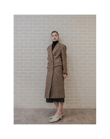 WOOL HERRINGBORN LOOSE FIT DOUBLE BREAST LONG COAT_울 헤링본 루즈핏 더블 브레스트 롱 코트