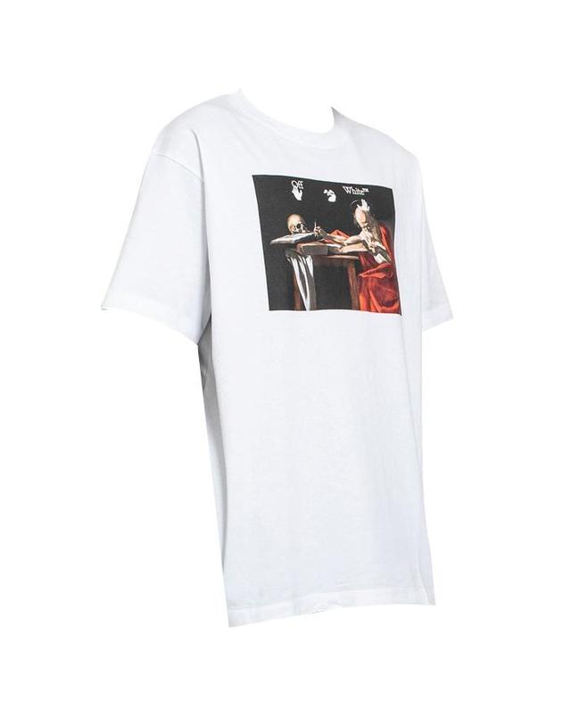 오프화이트 OFF WHITE 오프 화이트 티셔츠 OMAA038R21JER0030125 / 오버핏 반팔티셔츠 착용컷