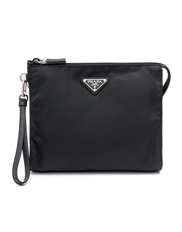 프라다 [PRADA] 프라다 리나일론 및 사피아노 가죽 파우치 2NE789-2DMH-F0002 착용컷