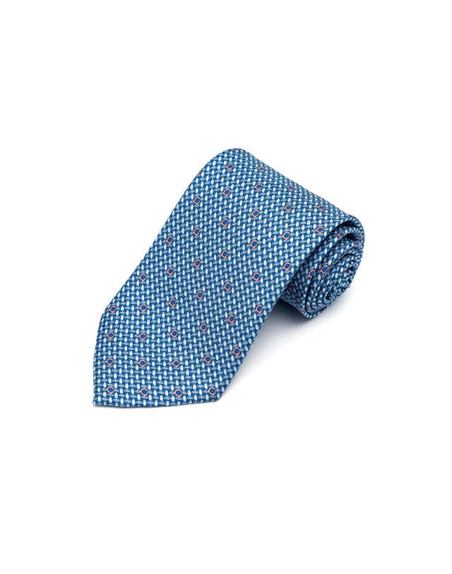 살바토레 페라가모 [FERRAGAMO] 페라가모 간치니 프린트 실크 타이 35-0263-04 BLUETTE 731642 착용컷