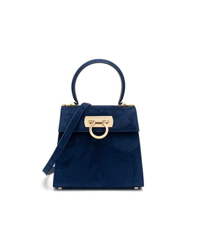 살바토레 페라가모 [FERRAGAMO] 페라가모 간치니 스몰 탑 핸들백 21-2193 MIDNIGHT 756184 착용컷