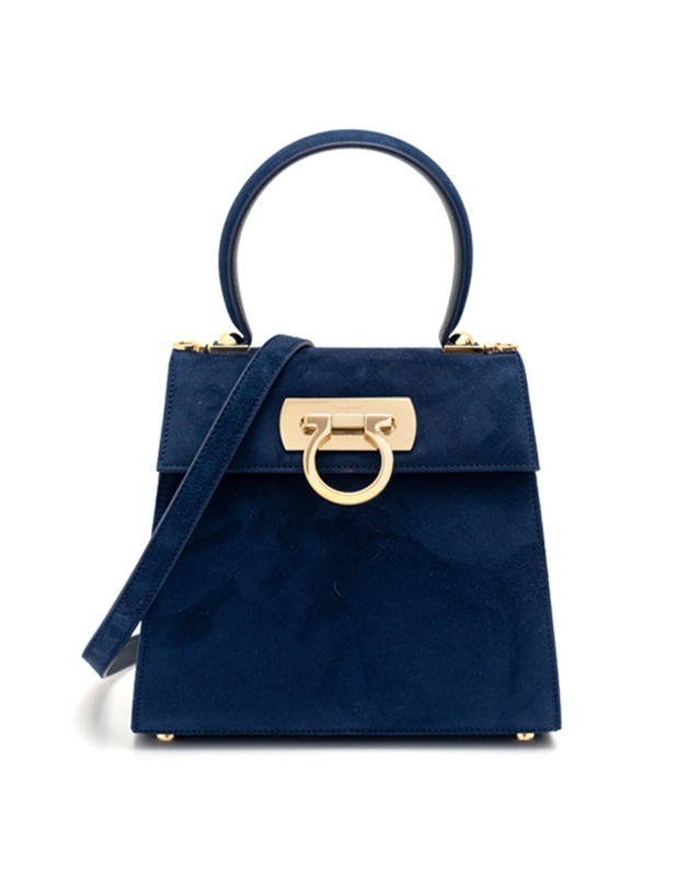 살바토레 페라가모 [FERRAGAMO] 페라가모 간치니 스몰 탑 핸들백 21-2193 MIDNIGHT 756184 착용컷