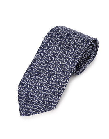 라프리마 페라가모 간치니 프린트 실크 넥타이 35-1217-001 NAVY BLUE 778567