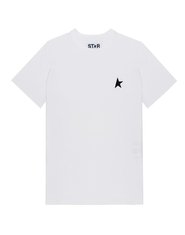 골든구스 [GOLDENGOOSE] 골든구스 스타 컬렉션 블랙 스타 여성 티셔츠 GWP01220-P000593-10364 착용컷