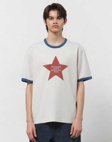 LIVING STAR 링거 반팔 티셔츠 크림