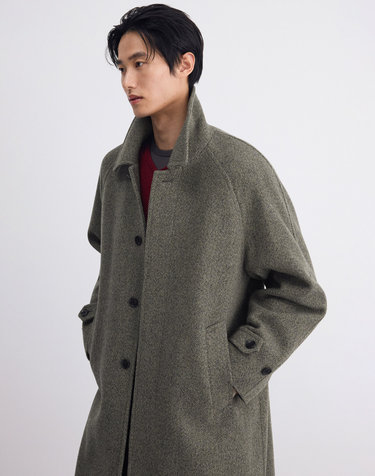 알파카 울 블렌드 홉색 발마칸 코트 라이트 브라운