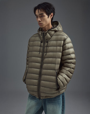 화이트 구스 시어 경량 다운 자켓 베이지