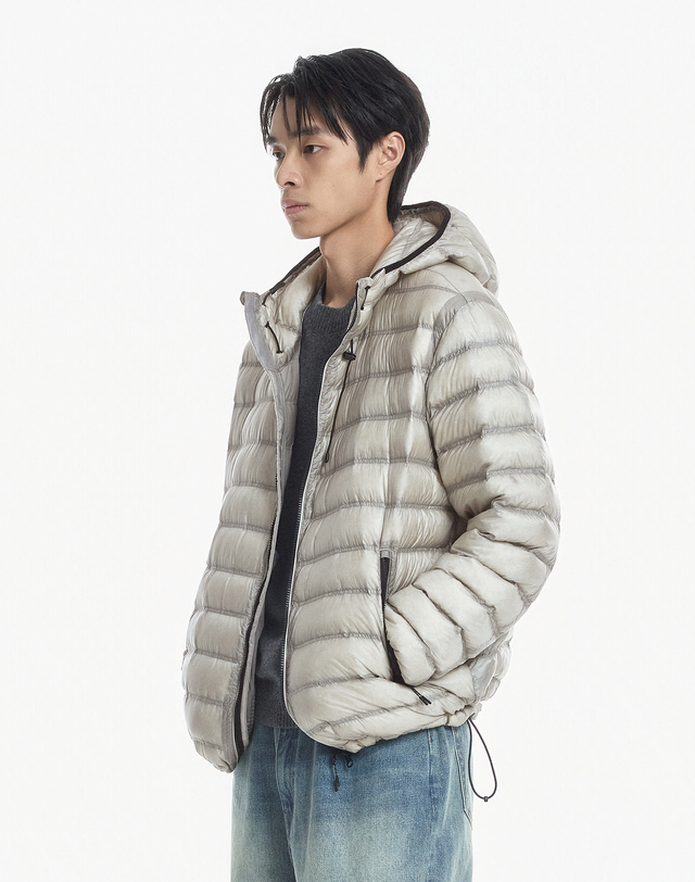 일꼬르소 화이트 구스 시어 경량 다운 자켓 라이트 그레이 밝은 그레이 상세