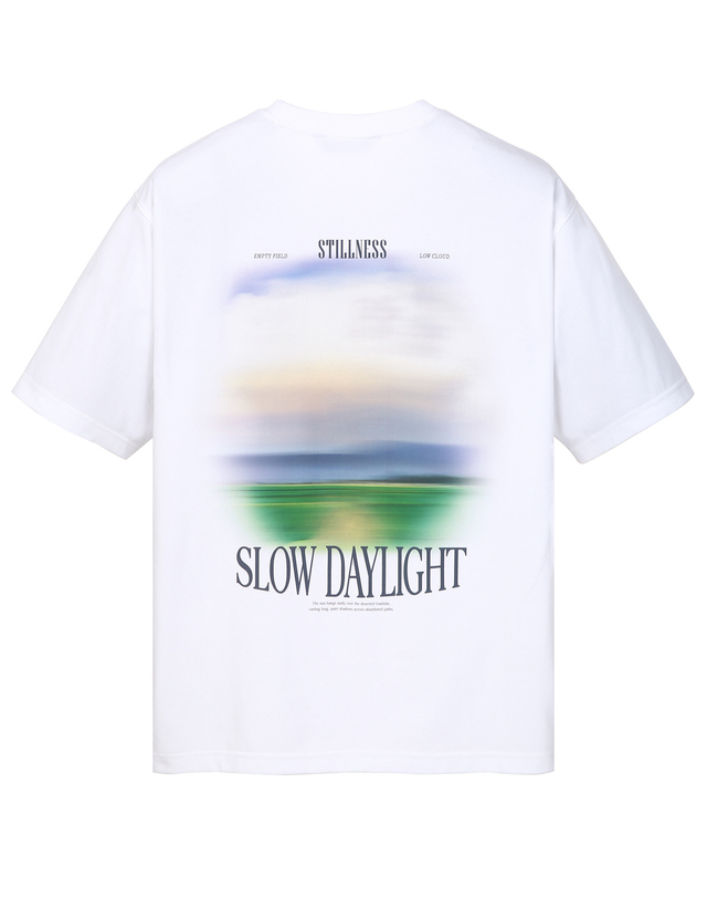 일꼬르소 CRS 「Sorona Cotton」 Slow Daylight 숏 슬리브 티셔츠 흰색 착용컷
