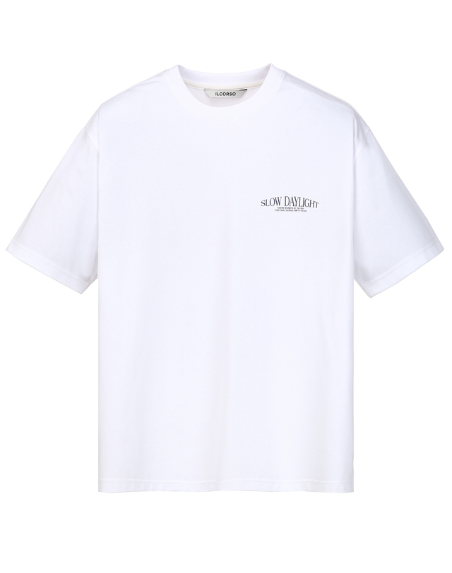 일꼬르소 CRS 「Sorona Cotton」 Slow Daylight 숏 슬리브 티셔츠 흰색 착용컷