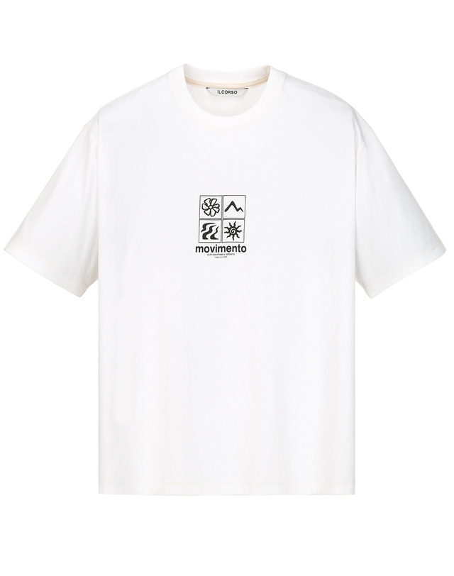 일꼬르소 CRS 「Freeze Cool Cotton 」 다잉 숏 슬리브 티셔츠 흰색 착용컷
