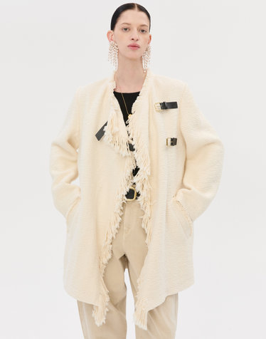크림 올풀림장식 면혼방 자켓