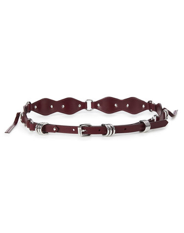 [BOLTON BELT] 다크레드 링장식 소가죽 벨트