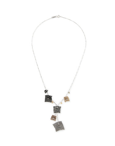 [NECKLACE] 실버 라인스톤 태슬 펜던트 목걸이