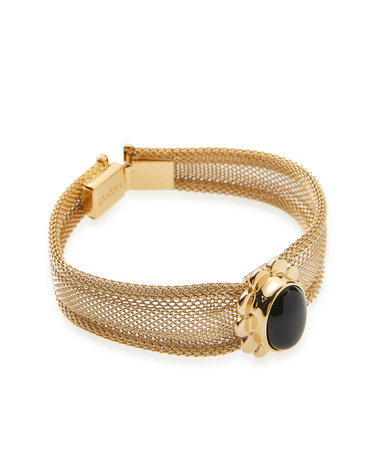 [BRACELET] 블랙 스톤 장식 매쉬 팔찌