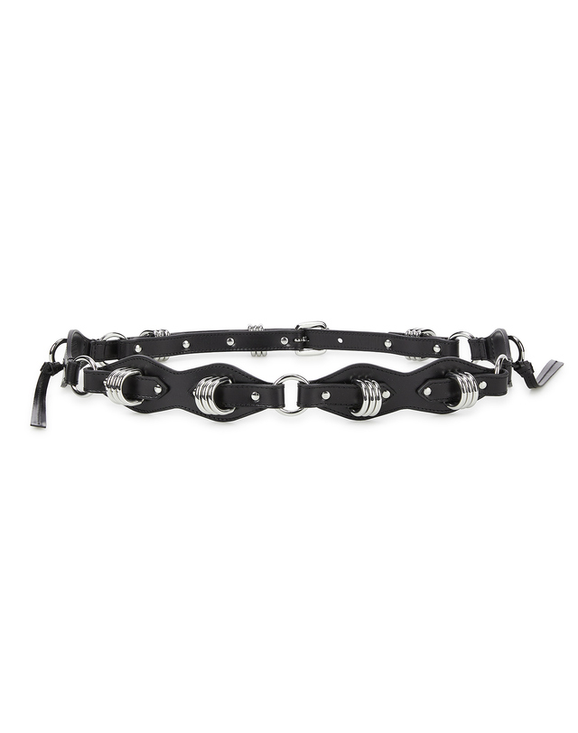 이자벨마랑 [BOLTON BELT] 블랙 링장식 소가죽 벨트 착용컷
