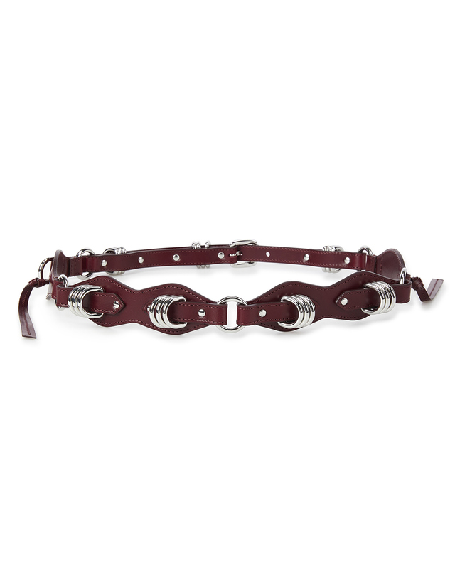 이자벨마랑 [BOLTON BELT] 다크레드 링장식 소가죽 벨트 진한 레드 착용컷