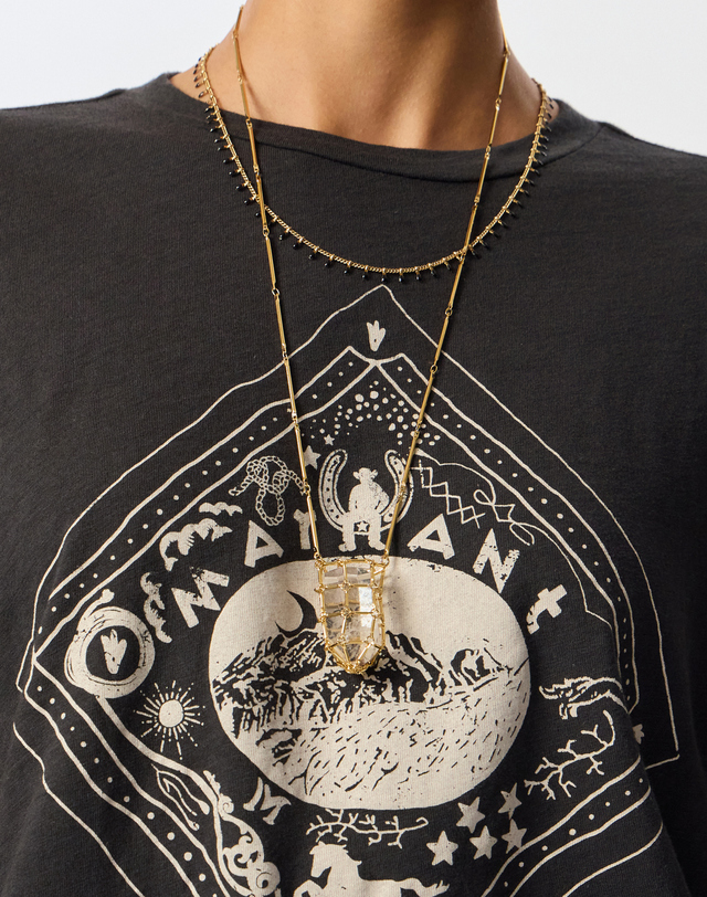 이자벨마랑 [LONG NECKLACE] 골드 스톤 체인 펜던트 목걸이 착용컷