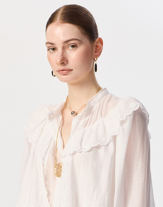 이자벨마랑 [LONG NECKLACE] 골드 스톤 체인 펜던트 목걸이 착용컷