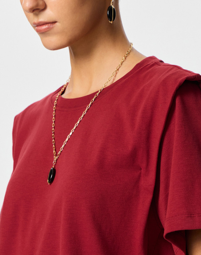 이자벨마랑 [NECKLACE] 블랙 스톤 펜던트 목걸이 착용컷