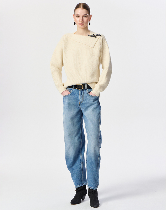 이자벨마랑 [ORIANE] 라이트블루 배럴핏 코튼 데님 팬츠 밝은 블루 상세