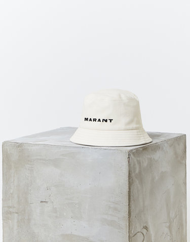 [ISABEL MARANT MEN] 크림 로고자수 면 버킷햇