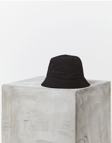 [ISABEL MARANT MEN] 블랙 로고자수 면 버킷햇