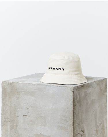[ISABEL MARANT MEN] 크림 로고자수 면 버킷햇