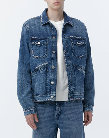 [ISABEL MARANT MEN] 블루 짜임배색 면 데님자켓