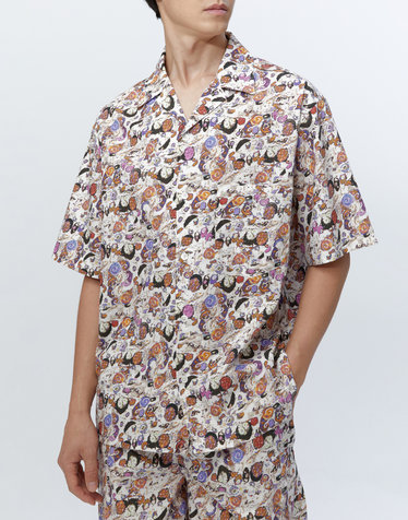 [ISABEL MARANT MEN] 크림 패턴 면 반팔캐주얼셔츠