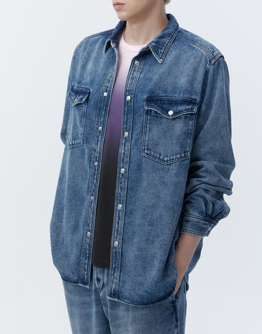 [ISABEL MARANT MEN] 블루 워싱 면혼방 데님셔츠