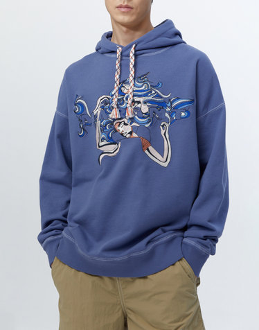 [ISABEL MARANT MEN] 블루 자수장식 면혼방 후드티셔츠