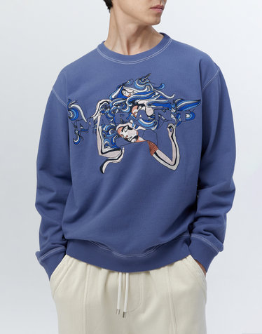 [ISABEL MARANT MEN] 블루 자수장식 면혼방 긴팔티셔츠