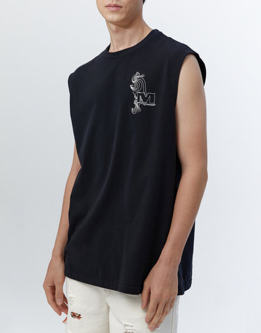 [ISABEL MARANT MEN] 블랙 자수장식 면 민소매티셔츠