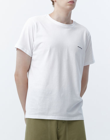 [ISABEL MARANT MEN] 화이트 로고자수 면 반팔티셔츠