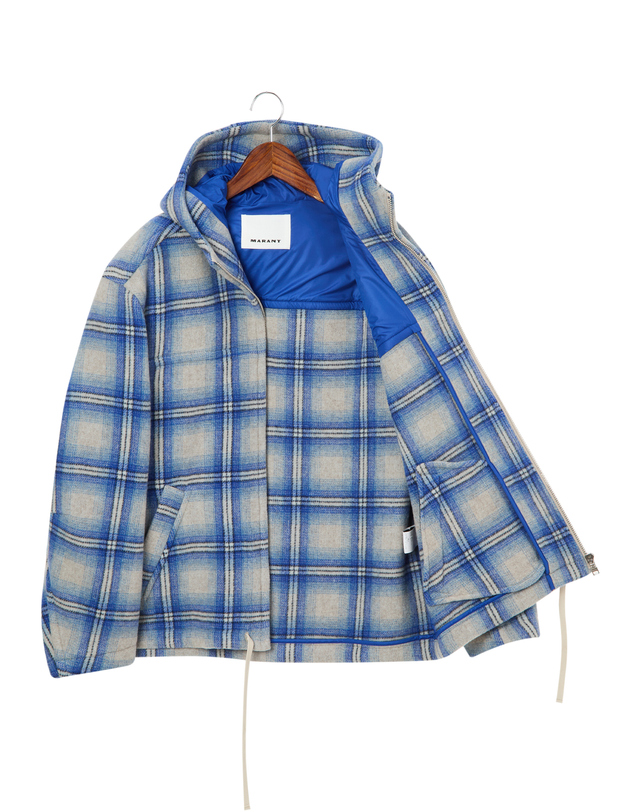 이자벨마랑남성 [ISABEL MARANT MEN] 블루 체크 울혼방 후드캐주얼자켓 착용컷