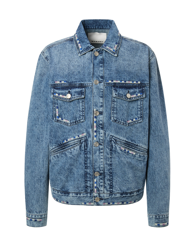 이자벨마랑남성 [ISABEL MARANT MEN] 블루 짜임배색 면 데님자켓 착용컷