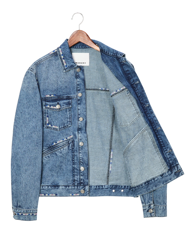 이자벨마랑남성 [ISABEL MARANT MEN] 블루 짜임배색 면 데님자켓 착용컷