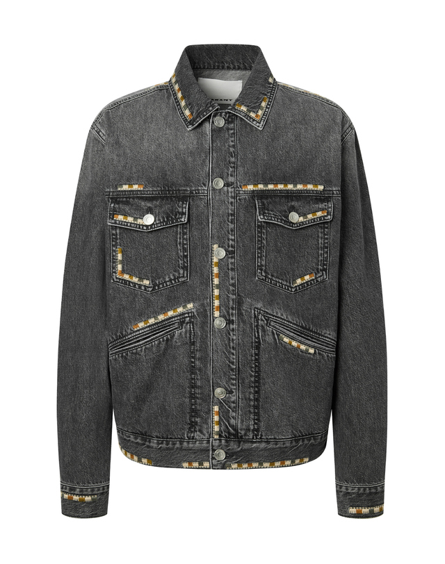 이자벨마랑남성 [ISABEL MARANT MEN] 블랙 짜임배색 면 데님자켓 착용컷