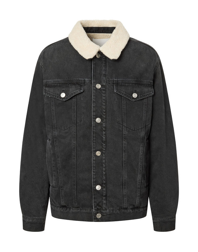 이자벨마랑남성 [ISABEL MARANT MEN] 블랙 양털배색 면 데님자켓 착용컷