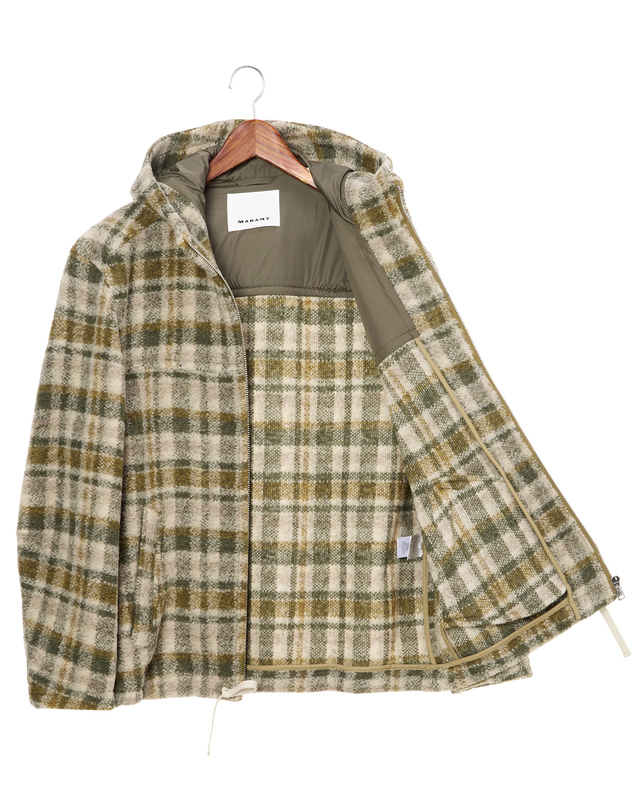 이자벨마랑남성 [ISABEL MARANT MEN] 카키 체크 울혼방 후드자켓 착용컷