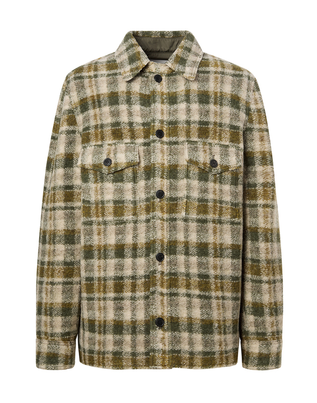 이자벨마랑남성 [ISABEL MARANT MEN] 카키 체크 울혼방 긴팔자켓 착용컷