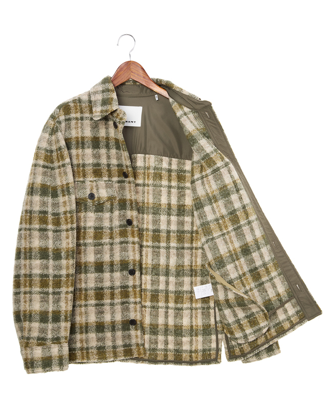 이자벨마랑남성 [ISABEL MARANT MEN] 카키 체크 울혼방 긴팔자켓 착용컷